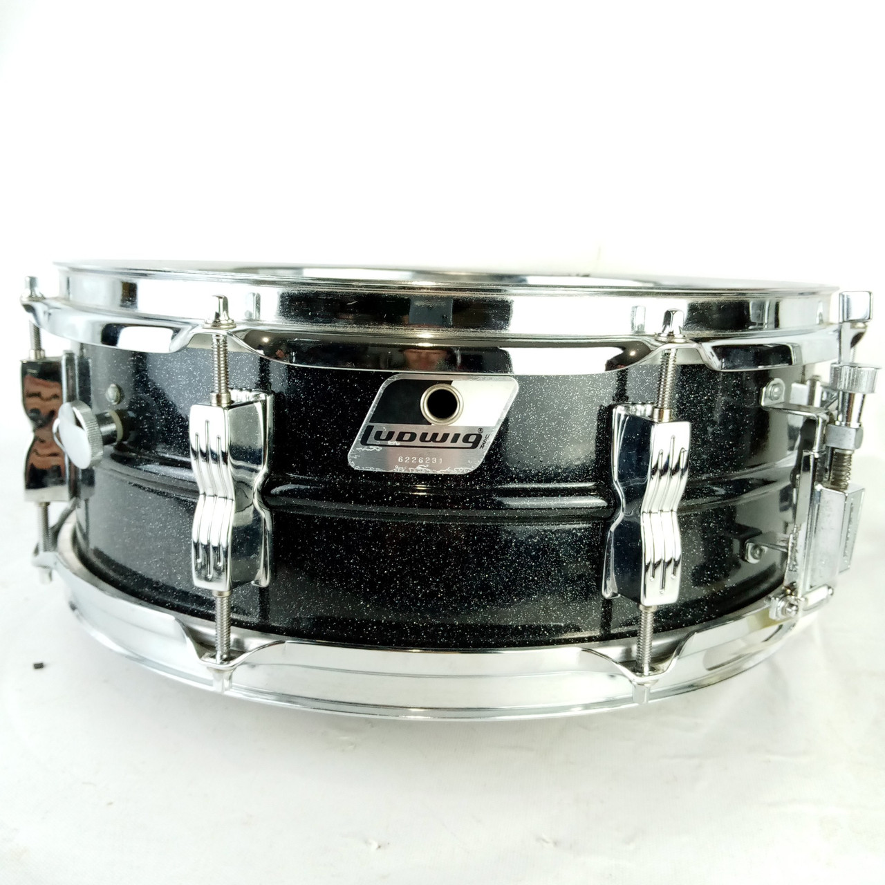 Ludwig 14x5"Black Galaxy Acrolite "Blackrolite" Snare Drum Vintage 90s Aluminum — main photograph