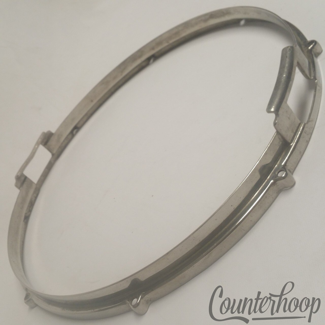 Ludwig Silver Anniversary Nickel 14"Snare Drum Rim Resonant Hoop 8-Lug NOB Brass — main photograph