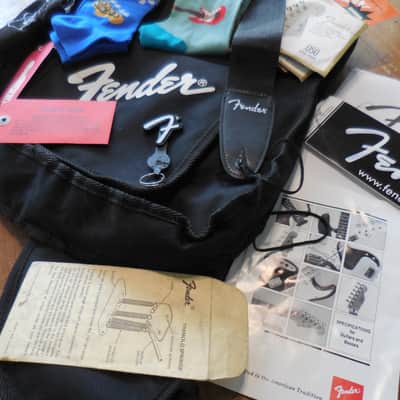 Official FENDER Gig Bag w/ MONSTER FENDER Mojo Lot 1960's-2025, Strap, Manuals, Tags, Sticker, Strings, 4 pairs FENDER SOCKS, MORE!! image 4