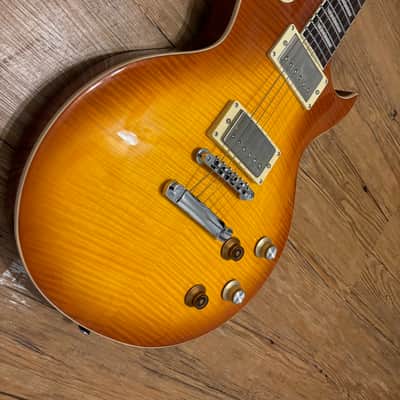Vintage V100 PGM Reissued Series Lemon Drop Flame Top Guitar image 2