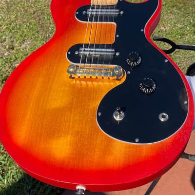 Epiphone/Davison shaved maple neck Upgrades/Concept GFS Humbucker blast @ 6 lbs. Melody Maker/LP Red image 5