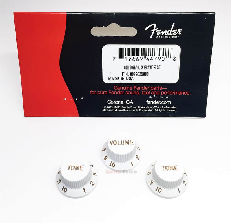 Genuine Fender Stratocaster/Strat White Control Guitar Knobs - 2 Tone, 1 Volume image 1
