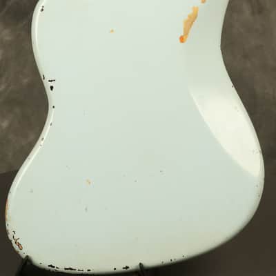 RARE custom color 1962 pre-CBS Fender Jazzmaster w/SLAB BOARD original SONIC BLUE over Sunburst image 14