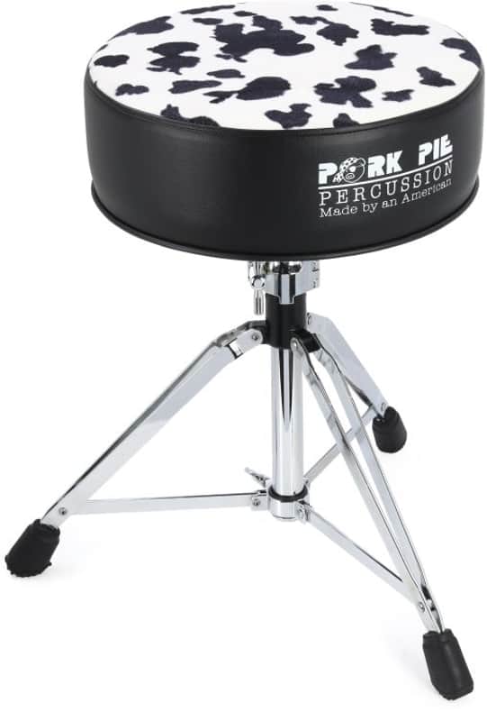 Pork Pie Percussion Round Drum Throne - Black with Cow Print image 1