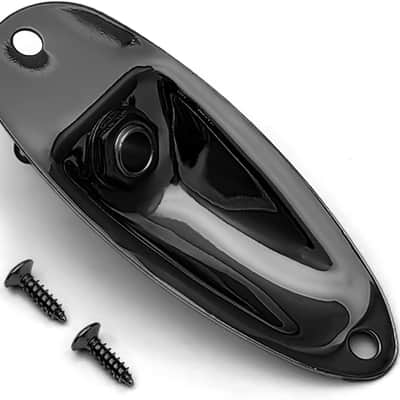 Guitar Input Jack Socket Plate Output Loaded Boat Style 1/4 Inch with Screws for Fender Stratocaster Strat St Mono Electric Guitar for Electric Guitar Replacement Parts (black) image 1