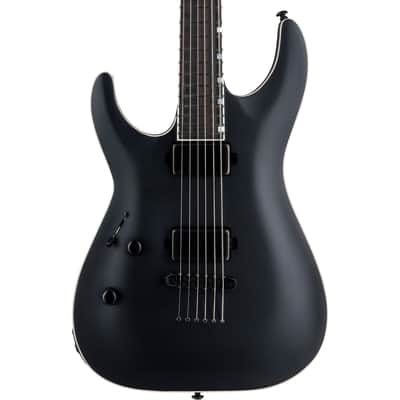 ESP LTD MH-1000 Baritone Left Handed Electric Guitar, Black Satin image 1