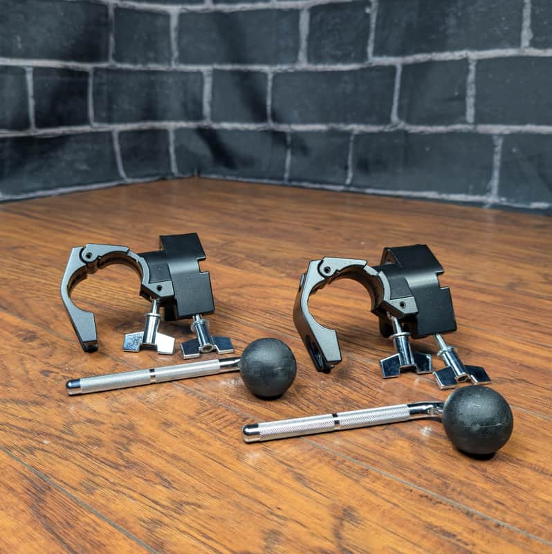 Ross Percussion Drum Rack Clamp 1.5" Multi-Purpose Adjustable 10.5" L-Rod Tom Mount (pair)- Black image 1
