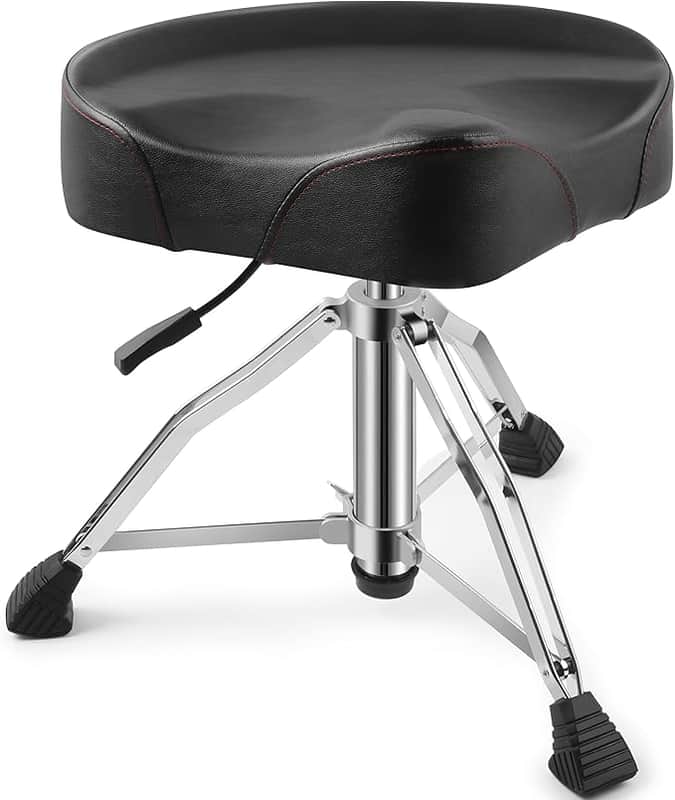 Drum Throne, Heavy Duty Drum Thrones Seat, Adjustable Stool Drum Motorcycle Style Drum Throne Drummer Stool with with Double Braced Anti-Slip Feet Saddle Drum Seat image 1