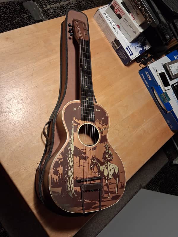 Richter The Plainsman 1/2 size cowboy guitar 1939 - Gold NECK HAS BEEN RESET image 1