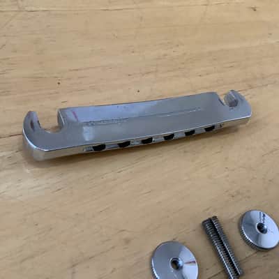 Gibson Stop tailpiece 1970’s - Chrome+ abr-1 bridge pins and domed thumb wheels image 3