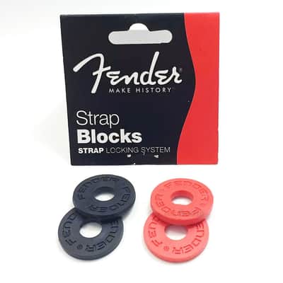 Genuine Fender Black & Red Strap Blocks Lock System (4-Pack) image 1