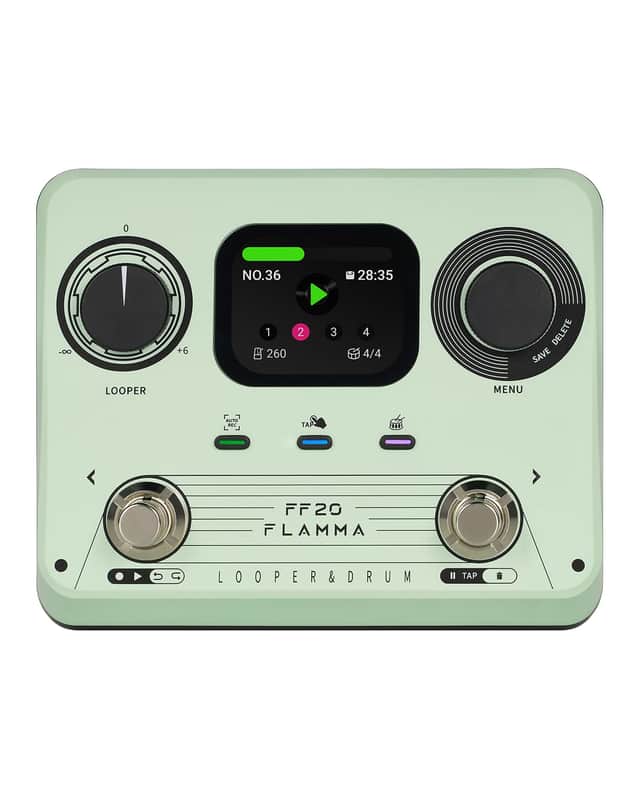 FLAMMA FF20 Stereo Looper Drum Machine with US Power Supply - Green image 1
