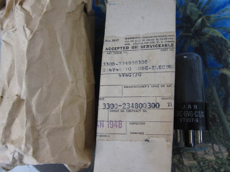 NOS New Vintage RCA VT-107A/6V6GT Military Spec Power Tube Original Box, 1948, Dark Glass, Superb Sound Quality/Naturalness 1948 image 1