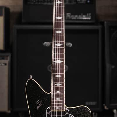 Duesenberg Paloma Baritone Electric Guitar - Black Sparkle with Gig Bag image 5