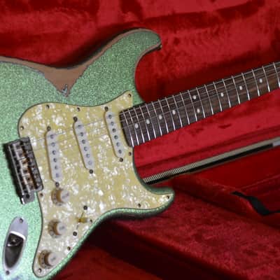 American Fender Stratocaster Relic Nitro Lime Squeezer Green Sparkle SSS-CS 54'S image 17