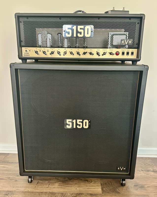 EVH EVH 5150 Iconic Series EL34 80-watt Amplifier Head and 4x12 Cabinet 2025 - Black image 1