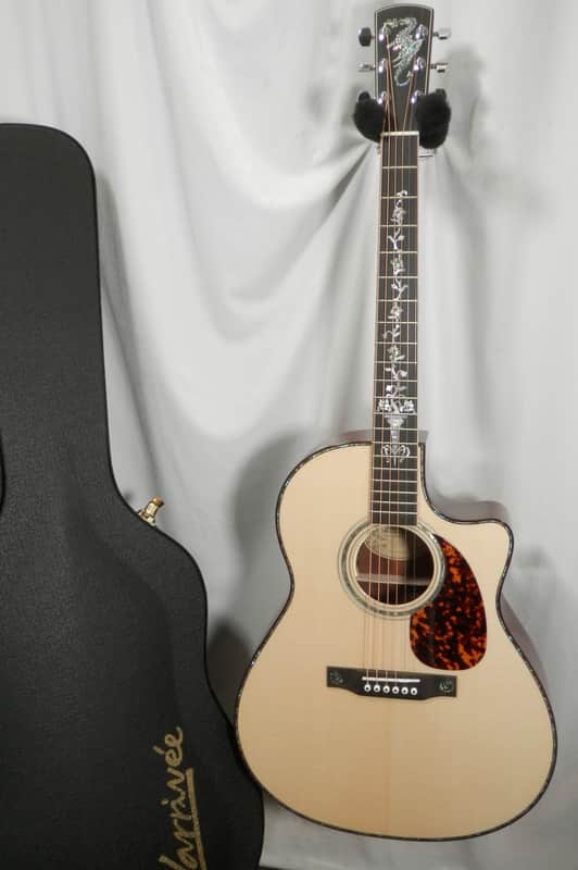 Larrivee Custom LV-10E Madagascar Rosewood Back & Sides, Moon Spruce Top, Dragon ,Vine-Vase Cutaway image 1