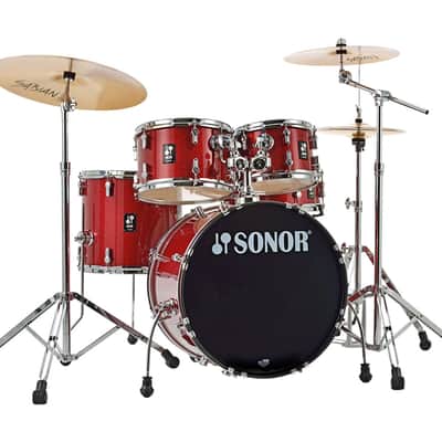 Sonor AQX Studio Drum Set w/ Hardware & Cymbals - Red Moon Sparkle image 2