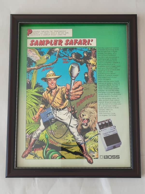 1984 Boss Pedals Color Promotional Ad Framed Boss Digital Sampler/Delay Pedal Original image 1