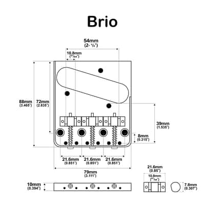 Brio Ultra-Light Aluminum Telecaster Bridge with Compensated Brass Saddles – Vintage 3-Saddle Ashtray Style image 3