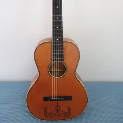 Antique Vintage 1930s Regal Parlor Guitar Project Scenic Floral Stencil Washburn Ditson Original Cloth Latch Case image 20
