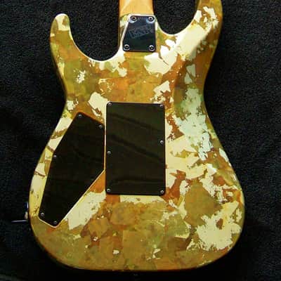 COLLECTORS: VERY RARE "Gold Camo" Original 1989 ESP Mirage Deluxe serial number 91032 Japanese-made "Golden Era" Superstrat Gold Camo" finish with Original ESP Sinclair bridge with Gold Label EMG pickups image 5