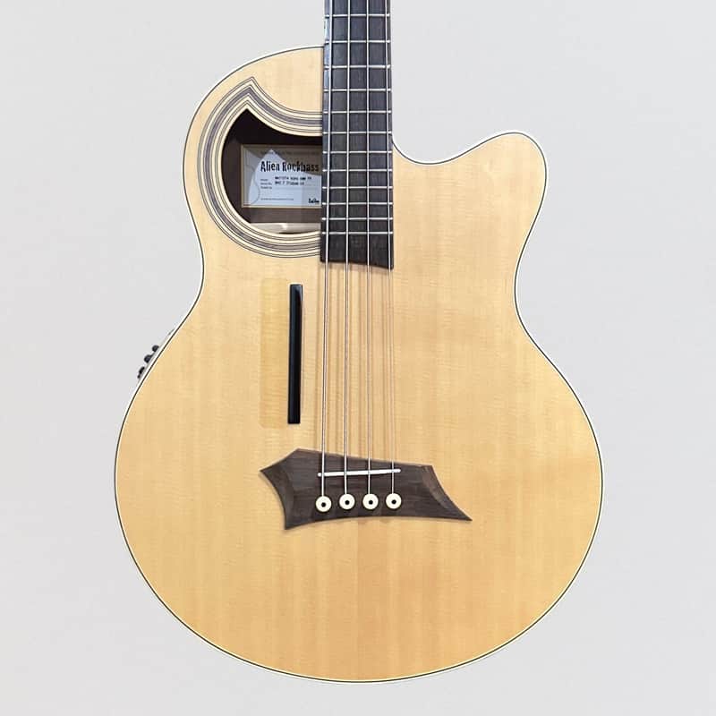Warwick RockBass Alien Deluxe Hybrid Thinline 4 String Acoustic Electric Bass Guitar - Natural image 1