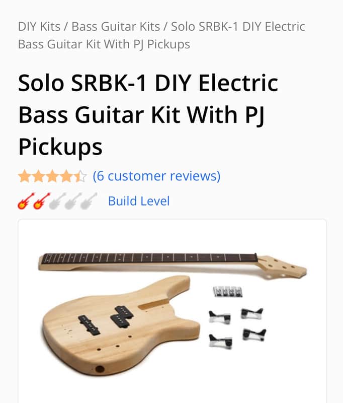 Solo SRBK-1 DIY Electric Bass Guitar Kit w/ PJ Pickups – Unopened/New in Original Box image 1