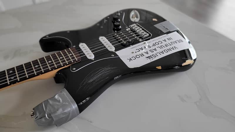 Kurt Cobain Vandalism Strat Replica (Relic) Nirvana Squier | Reverb