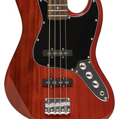 Stagg SBJ-30 STF RED Vintage 30 Serie J Bass See Trough Fiesta Red image 4