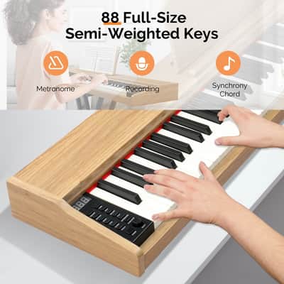Glarry 88-Key Semi-Weighted Keybed Digital Piano - Nature image 5