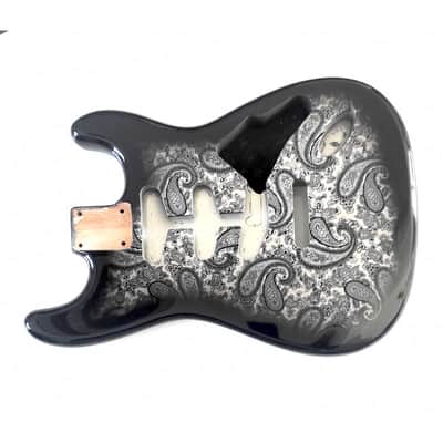 Strat Style Body, Black Paisley, Alder 2 Pcs image 2