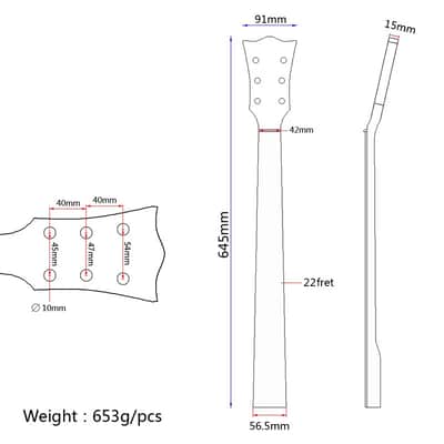22-Fret Maple Guitar Neck for Les Paul & SG Style Electric Guitars Rosewood Fingerboard image 2