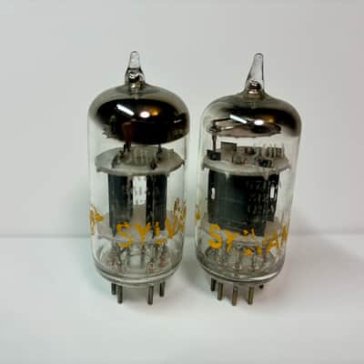 Sylvania 5814WA pair. Black plates, D-getter, triple mica 12AU7 image 2