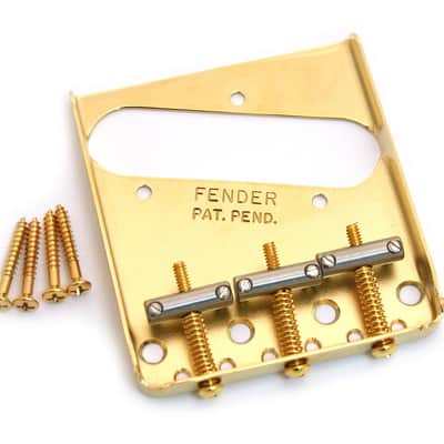 099-0806-200 Genuine Fender Gold Vintage Tray 3-saddle Telecaster/Tele Bridge USA
