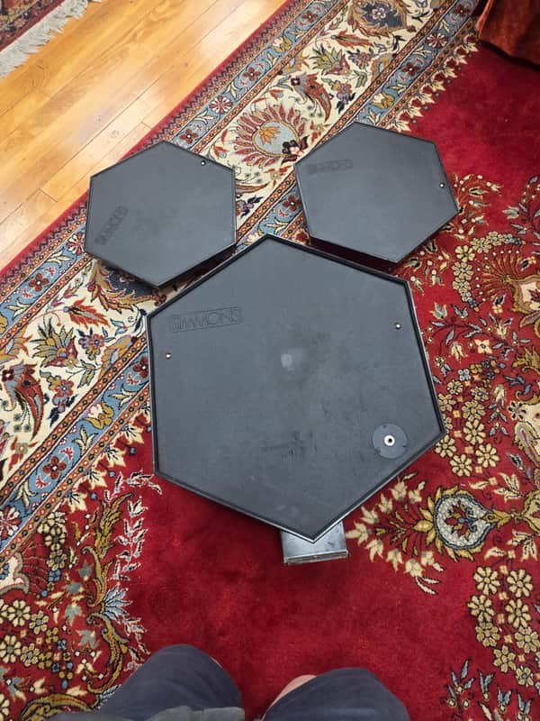 Simmons Drum Pad Set of 3 Two Tom One Kick Red Backing 1980s image 1