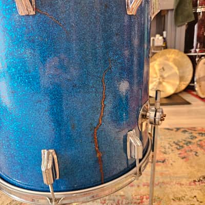 Rogers 20-16-13" Holiday Drum Kit in Blue Sparkle image 15