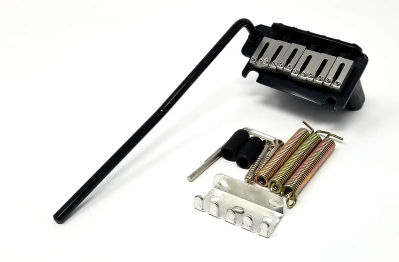 Brio 52.5mm Steel Saddles, Full Steel Block, 2 Point Stud Style Tremolo Bridge for American S-Style Black image 1