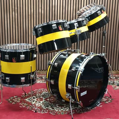 Vintage Eddie Ryan Large Custom Drum Kit – Blue/Yellow – 12,13,14,15,16,24″ image 10