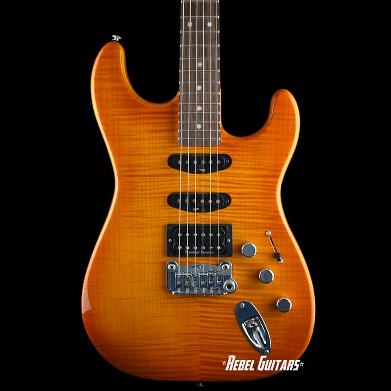 G&L USA Legacy Deluxe Guitar in Honeyburst over Premium Flamed Maple Top image 1