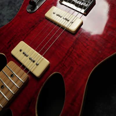 Fender Hollow Body Telecaster Partscaster P90 Special Natural Red Spalted Maple Flame top image 10