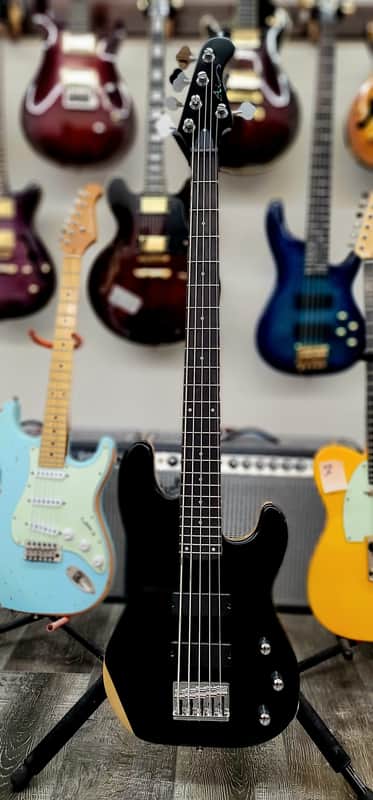 AIO Wolf JB5 5 String Jazz Bass - Ebony New Model w/ Humbucker PU GS-001 image 1