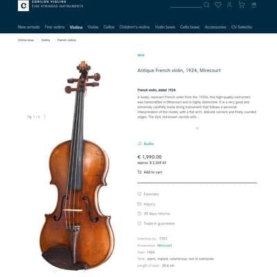 Antique French violin, 1924, Mirecourt – antique violin – French violin image 7