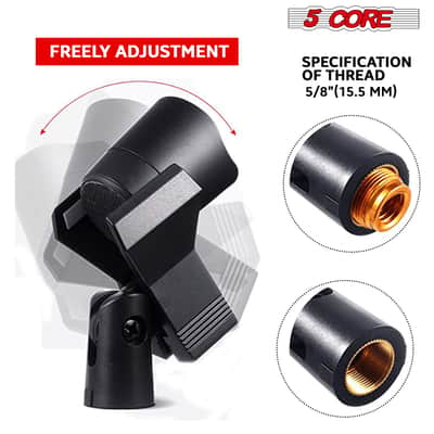 5 Core Microphone Clip Holder 5 Pieces with Screw Adapters 5/8 to 3/8 Inch image 5