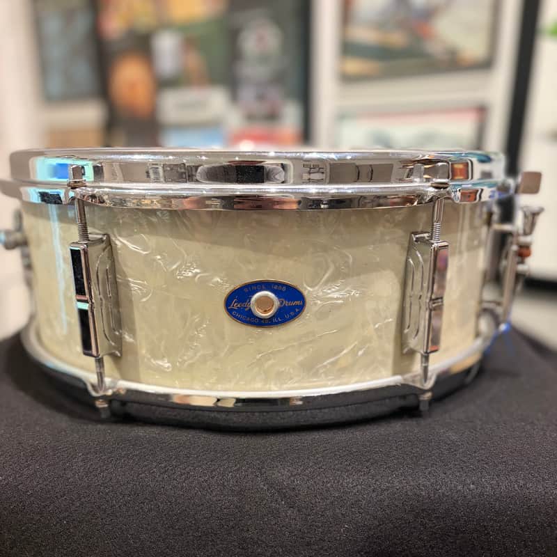 Leedy 5X14 6 Lug Snare Drum - 1965 - White Marine Pearl image 1
