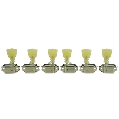 Kluson 3x3 Tuners, Single Line, Double Ring, Keystone Buttons - NICKEL