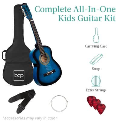 Best Choice Products Kids Acoustic Guitar Beginner Starter Kit with Carrying Case - 30in-Natural Mahogany image 16