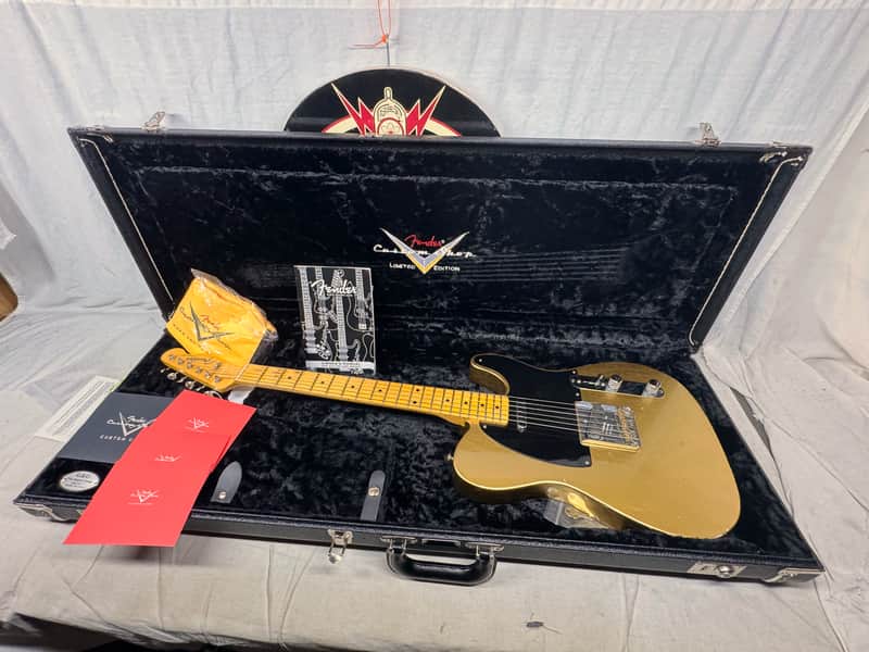Fender USA Custom Shop Limited Edition Full Throttle Esquire Relic Telecaster Guitar with Case 2003 - Gold / Maple neck image 1