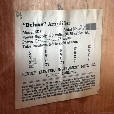 1954 Fender Deluxe 5D3 Wide Panel image 22