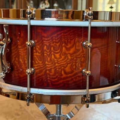 Ludwig Aged Exotic Tamo Ash 6.5x14 Snare Drum Cherry Carmel Lacquer image 10
